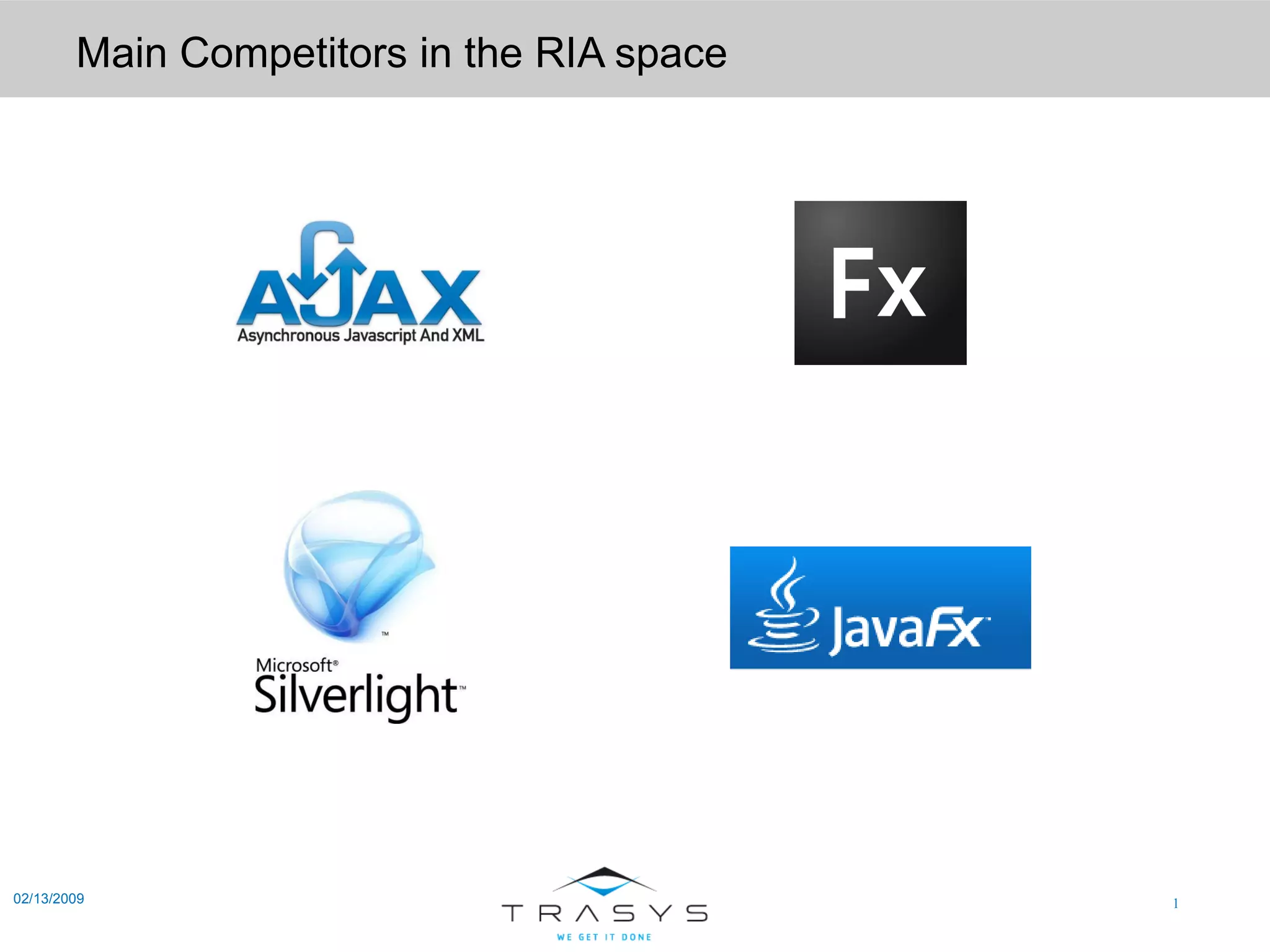 Main Competitors in the RIA space 02/13/2009 