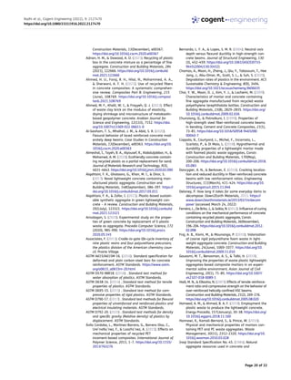 Construction Materials, 13(December), e00367.
https://doi.org/10.1016/j.cscm.2020.e00367
Adnan, H. M., & Dawood, A. O. (2021). Recycling of plastic
box in the concrete mixture as a percentage of fine
aggregate. Construction and Building Materials, 284
(2021), 122666. https://doi.org/10.1016/j.conbuild
mat.2021.122666
Ahmed, H. U., Faraj, R. H., Hilal, N., Mohammed, A. A.,
& Sherwani, A. F. H. (2021). Use of recycled fibers
in concrete composites: A systematic comprehen­
sive review. Composites Part B: Engineering, 215
(June), 108769. https://doi.org/10.1016/j.composi
tesb.2021.108769
Ahmed, M. F., Khalil, W. I., & Frayyeh, Q. J. (2022). Effect
of waste clay brick on the modulus of elasticity,
drying shrinkage and microstructure of metakaolin-
based geopolymer concrete. Arabian Journal for
Science and Engineering, 12(133), 7152. https://doi.
org/10.1007/s13369-022-06611-0
Al-Gasham, T. S., Mhalhal, J. M., & Abid, S. R. (2020).
Flexural behavior of laced reinforced concrete mod­
erately deep beams. Case Studies in Construction
Materials, 13(December), e00363. https://doi.org/10.
1016/j.cscm.2020.e00363
Almeshal, I., Tayeh, B. A., Alyousef, R., Alabduljabbar, H., &
Mohamed, A. M. (2020). Ecofriendly concrete contain­
ing recycled plastic as a partial replacement for sand.
Journal of Materials Research and Technology, 9(3),
4631–4643. https://doi.org/10.1016/j.jmrt.2020.02.090
Alqahtani, F. K., Ghataora, G., Khan, M. I., & Dirar, S.
(2017). Novel lightweight concrete containing man­
ufactured plastic aggregate. Construction and
Building Materials, 148(September), 386–397. https://
doi.org/10.1016/j.conbuildmat.2017.05.011
Alqahtani, F. K., & Zafar, I. (2021). Plastic-based sustain­
able synthetic aggregate in green lightweight con­
crete – A review. Construction and Building Materials,
292(July), 123321. https://doi.org/10.1016/j.conbuild
mat.2021.123321
Arivalagan, S. (2020). Experimental study on the proper­
ties of green concrete by replacement of E-plastic
waste as aggregate. Procedia Computer Science, 172
(2020), 985–990. https://doi.org/10.1016/j.procs.
2020.05.145
Associates, F. (2011). Cradle-to-gate life-cycle inventory of
nine plastic resins and four polyurethane precursors;
the plastics division of the American chemistry coun­
cil. Prairie Village.
ASTM A615/A615M-16. (2016). Standard specification for
deformed and plain carbon-steel bars for concrete
reinforcement. ASTM Standards. https://www.astm.
org/a0615_a0615m-20.html
ASTM D570-98R18. (2018) . Standard test method for
water absorption of plastics. ASTM Standards.
ASTM D638-14. (2014) . Standard test method for tensile
properties of plastics. ASTM Standards.
ASTM D695-15. (2015) . Standard test method for com­
pressive properties of rigid plastics. ASTM Standards.
ASTM D790-17. (2017) . Standard test methods for flexural
properties of unreinforced and reinforced plastics and
electrical insulating materials. ASTM Standards.
ASTM D792-20. (2020) . Standard test methods for density
and specific gravity (Relative density) of plastics by
displacement. ASTM Standards.
Ávila Cordoba, L., Martínez-Barrera, G., Barrera Díaz, C.,
Ure˜naNu˜nez, F., & LozaYa˜nez, A. (2015). Effects on
mechanical properties of recycled PET
incement-based composites. International Journal of
Polymer Science, 2013, 1–7. https://doi.org/10.1155/
2013/763276
Bernardo, L. F. A., & Lopes, S. M. R. (2004). Neutral axis
depth versus flexural ductility in high-strength con­
crete beams. Journal of Structural Engineering, 130
(3), 452–459. https://doi.org/10.1061/(ASCE)0733-
9445(2004)130:3(452)
Chamas, A., Moon, H., Zheng, J., Qiu, Y., Tabassum, T., Hee
Jang, J., Abu-Omar, M., Scott, S. L., & Suh, S. (2020).
Degradation rates of plastics in the environment. ACS
Sustainable Chemistry & Engineering, 8(9), 3494.
https://doi.org/10.1021/acssuschemeng.9b06635
Choi, Y. W., Moon, D. J., Kim, Y. J., & Lachemi, M. (2009).
Characteristics of mortar and concrete containing
fine aggregate manufactured from recycled waste
polyethylene terephthalate bottles. Construction and
Building Materials, 23(8), 2829–2835. https://doi.org/
10.1016/j.conbuildmat.2009.02.036
Chunxiang, Q., & Patnaikuni, I. (1999). Properties of
high-strength steel fiber-reinforced concrete beams
in bending. Cement and Concrete Composites, 21(1),
73–81. https://doi.org/10.1016/S0958-9465(98)
00040-7
Coppola, B., Courtyard, L., Michel, F., Incarnato, L.,
Scarlato, P., & Di Maio, L. (2018). Hygrothermal and
durability properties of a lightweight mortar made
with foamed plastic waste aggregates, Constr.
Construction and Building Materials, 170(May),
200–206. https://doi.org/10.1016/j.conbuildmat.2018.
03.083
Dancygier, A. N., & Berkover, E. (2016). Cracking localiza­
tion and reduced ductility in fiber-reinforced concrete
beams with low reinforcement ratios. Engineering
Structures, 111(March), 411–424. https://doi.org/10.
1016/j.engstruct.2015.11.046
Delaney, P. How long it takes for some everyday items to
decompose. Down2Earth Materials, 2013. https://
www.down2earthmaterials.ie/2013/02/14/decom
pose/ (accessed March 24, 2022)
Ferreira, L., De Brito, J., & Saikia, N. (2012). Influence of curing
conditions on the mechanical performance of concrete
containing recycled plastic aggregate, Constr.
Construction and Building Materials, 36(November),
196–204. https://doi.org/10.1016/j.conbuildmat.2012.
02.098
Fraj, A. B., Kismi, M., & Mounanga, P. (2010). Valorization
of coarse rigid polyurethane foam waste in light­
weight aggregate concrete. Construction and Building
Materials, 24(June), 1069–1077. https://doi.org/10.
1016/j.conbuildmat.2009.11.010
Gouasmi, M. T., Benosman, A. S., & Taïbi, H. (2019).
Improving the properties of waste plastic lightweight
aggregates-based composite mortars in an experi­
mental saline environment. Asian Journal of Civil
Engineering, 20(1), 71–85. https://doi.org/10.1007/
s42107-018-0089-1
Hadi, M. N., & Elbasha, N. (2007). Effects of tensile reinforce­
ment ratio and compressive strength on the behavior of
over-reinforced helically confined HSC beams.
Construction and Building Materials, 21(2), 269–276.
https://doi.org/10.1016/j.conbuildmat.2005.08.020
Hameed, A. M., & Ahmed, B. A. F. (2019). Employment the
plastic waste to produce the lightweight concrete.
Energy Procedia, 157(January), 30–38. https://doi.org/
10.1016/j.egypro.2018.11.160
Hannawi, K., Kamali-Bernard, S., & Prince, W. (2010).
Physical and mechanical properties of mortars con­
taining PET and PC waste aggregates. Waste
Management, 30(11), 2312–2320. https://doi.org/10.
1016/j.wasman.2010.03.028
Iraqi Standard Specification No. 45. (1984). Natural
aggregate resources used in concrete and
Radhi et al., Cogent Engineering (2022), 9: 2127470
https://doi.org/10.1080/23311916.2022.2127470
Page 20 of 22
 