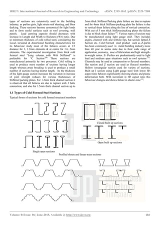 Flexural behaviour of light gauge cold formed steel members comparison ...