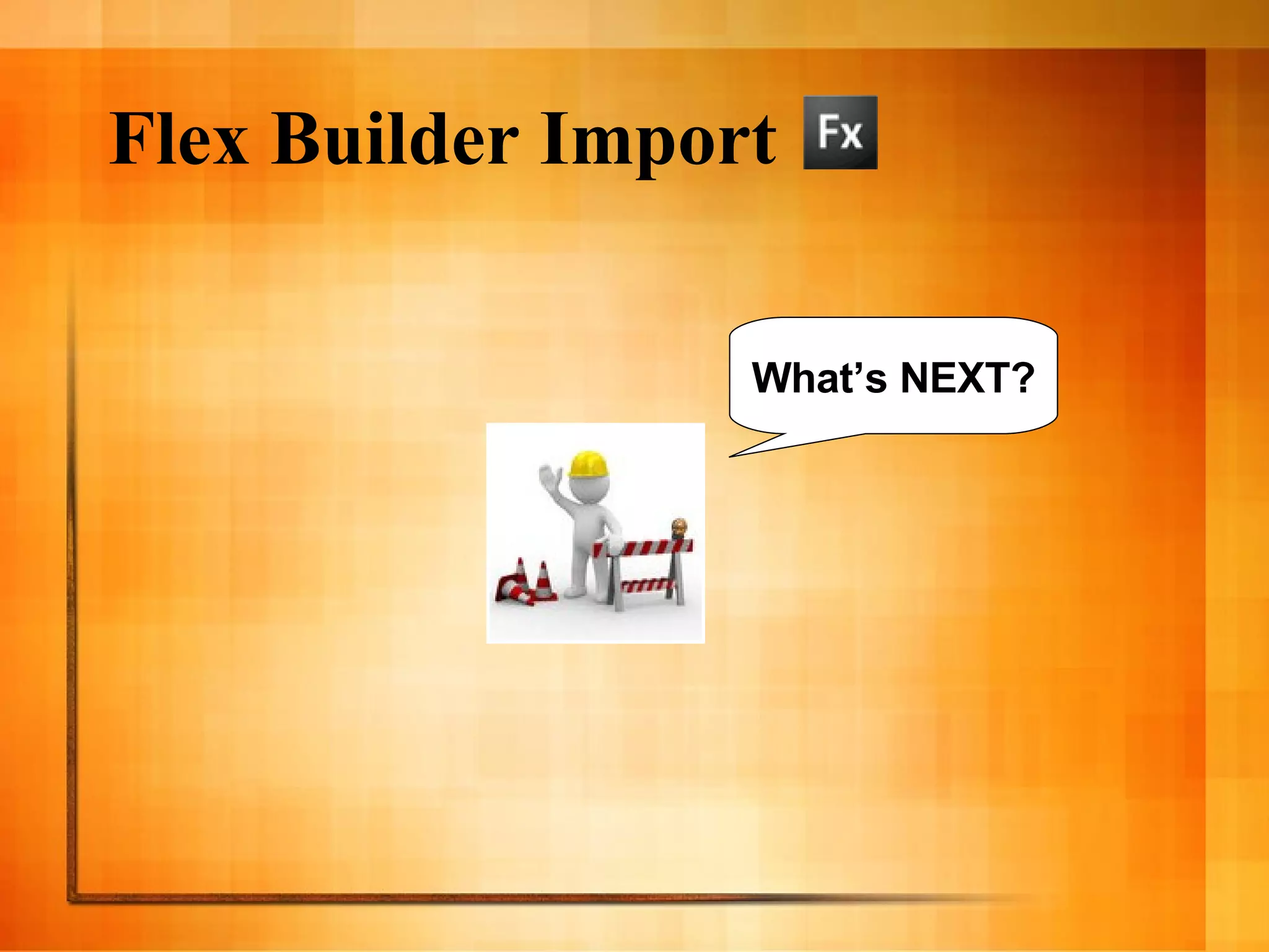 Flex Builder Import What’s NEXT? 
