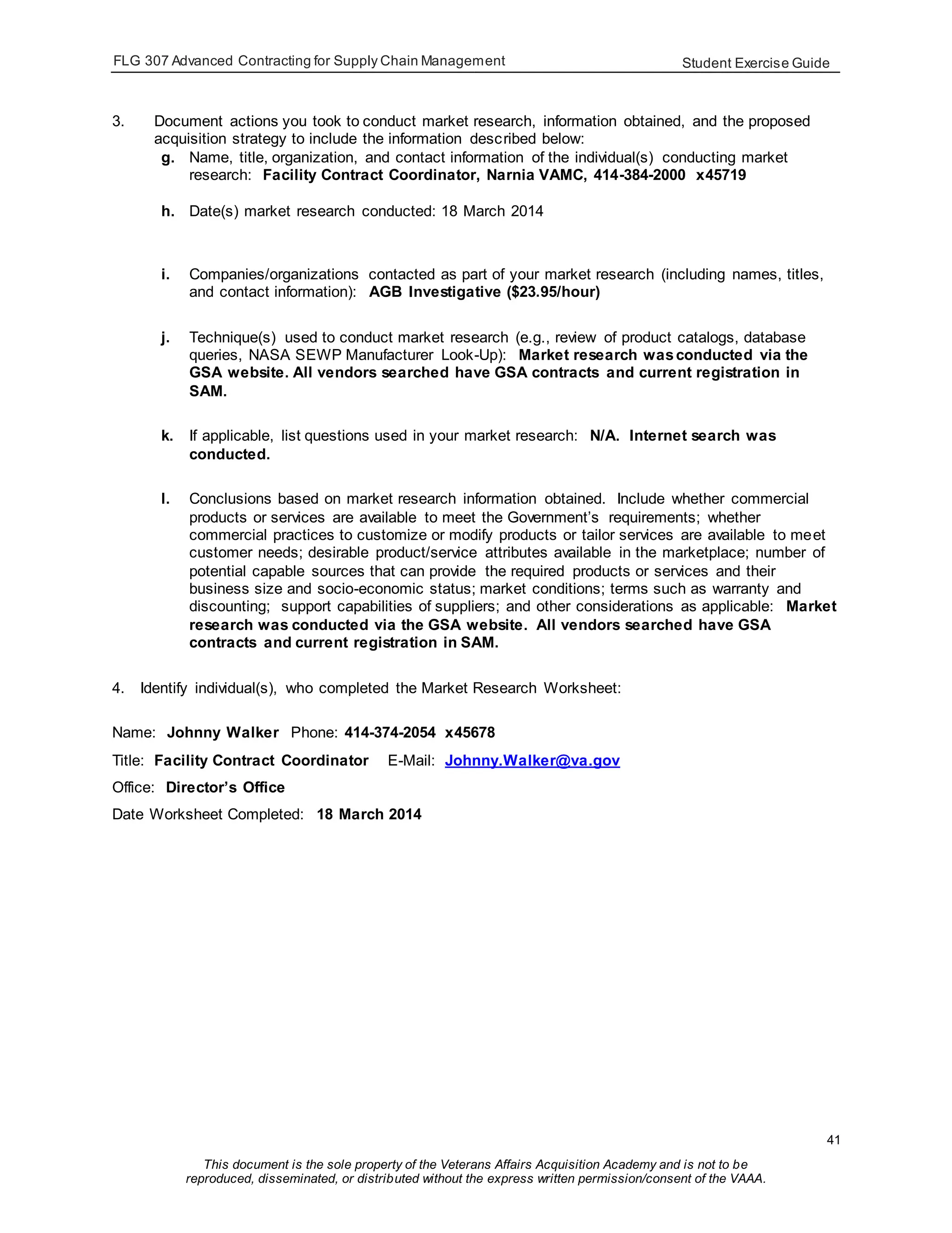 VA Supply Chain 100 Student Exercise Guide PDF