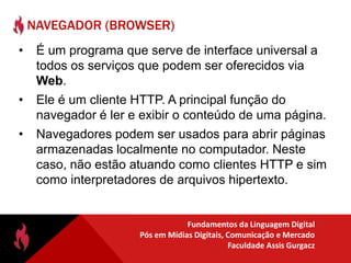 Como Funciona o TCP/IPCamada 4 – Protocolos de Aplicaçãooferecem serviços de acesso remoto (telnet), e-mail (POP e SMTP), transferência de arquivos (FTP), serviço de nomes (DNS), serviço web (HTTP), entre outros. Lidam com a comunicação aparente entre duas aplicações rodando em computadores diferentes.Camada 3 – Protocolos de Transporterealiza a transferência dos dados organizados em pacotes de uma máquina para outra. Pode ser confiável (TCP) ou não confiável (UDP).