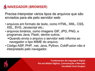 Como Funciona o TCP/IPCamada 2 – Protocolos de Nível de Internetidentificam as máquinas e pacotes através de endereços IP de origem e destino. Camada 1 – Protocolos de Camada Rede/Físicainterfaceia e realiza a transmissão dos dados através da linha telefônica, placas e cabos de rede, etc.