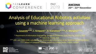 Analysis of Educational Robotics activities using a machine learning approach