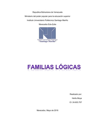 Republica Bolivariana de Venezuela
Ministerio del poder popular para la educación superior
Instituto Universitario Politécnico Santiago Mariño
Maracaibo Edo-Zulia
Realizado por:
Herlis Moya
CI: 24.603.707
Maracaibo, Mayo de 2016
 