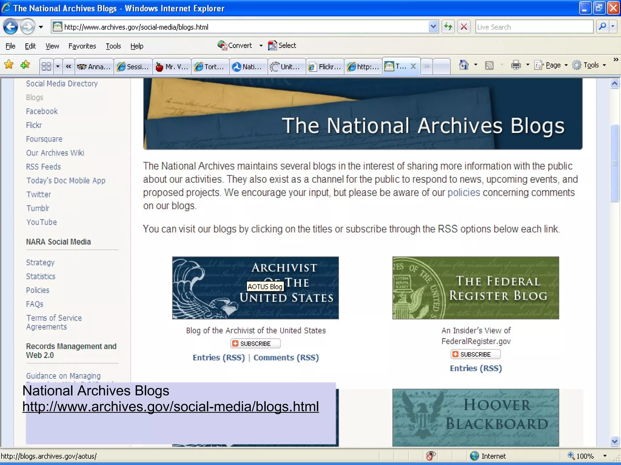 Blogs




National Archives Blogs
http://www.archives.gov/social-media/blogs.html
 
