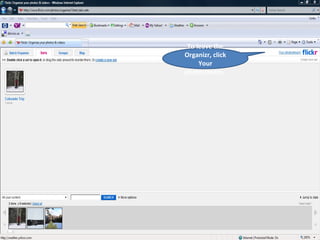 To leave the Organizr, click Your photostream.  