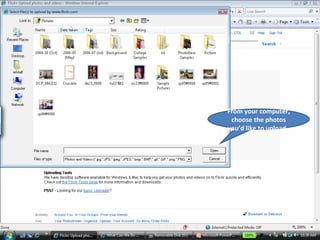 From your computer, choose the photos you’d like to upload.  