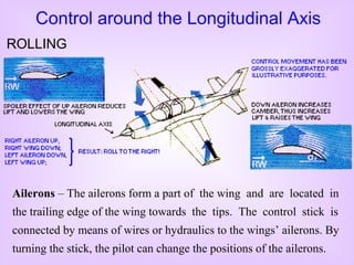 Control around the Longitudinal Axis
ROLLING




Ailerons – The ailerons form a part of the wing and are located in
the tr...
