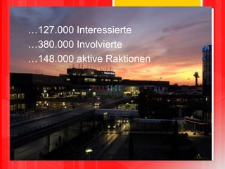 …127.000 Interessierte
…380.000 Involvierte
…148.000 aktive Raktionen
 