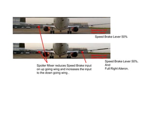Speed Brake Lever 50%
Speed Brake Lever 50%.
And
Full Right Aileron.
Spoiler Mixer reduces Speed Brake input
on up going wing and increases the input
to the down going wing .
 
