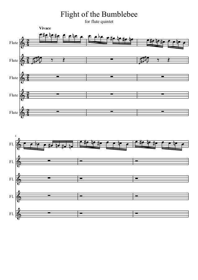 Flight Of The Bumblebee For 4 Flutes