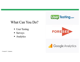 What Can You Do?
14
§ User Testing
§ Surveys
§ Analytics
#Trendingin2017 | @flightpathny
 