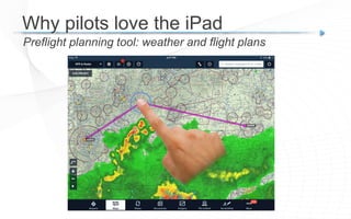 Preflight planning tool: weather and flight plans
Why pilots love the iPad
 