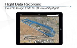 Flight Data Recording
Export to Google Earth for 3D view of flight path
 