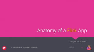 Anatomy of a Flink App
“Let’s get this started…”
2/22/17C. Hadjinikolis & Satyasheel | DataReply 18
 