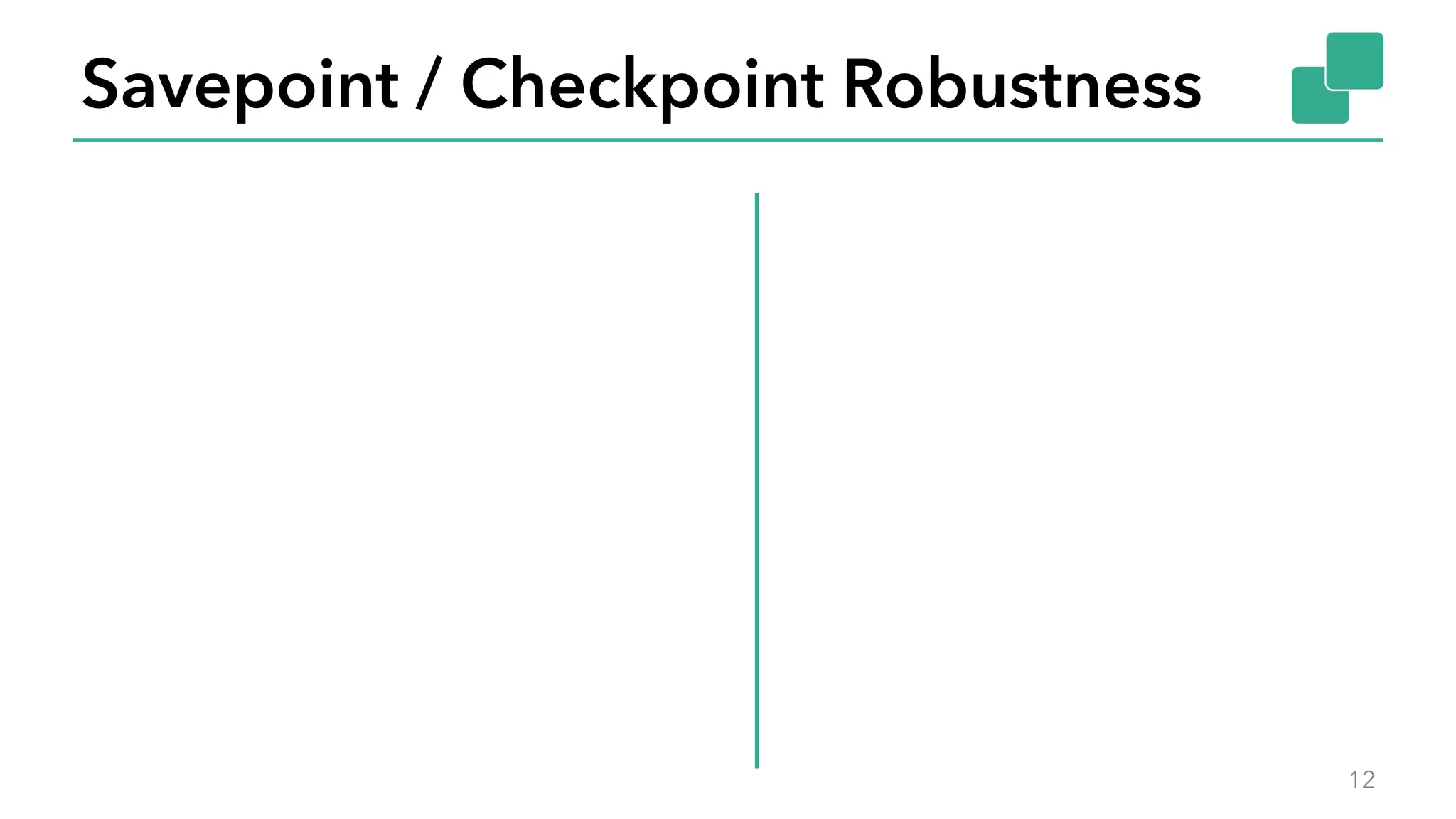 Savepoint / Checkpoint Robustness
12
 