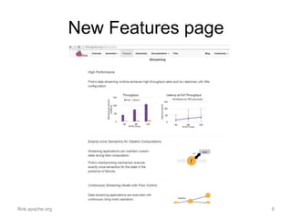 New Features page
flink.apache.org 6
 