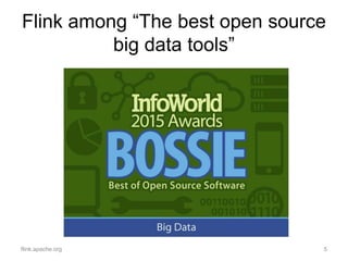 Flink among “The best open source
big data tools”
flink.apache.org 5
 