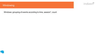 Windowing
Windows: grouping of events according to time, session*, count
 