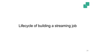 24
Lifecycle of building a streaming job
 