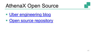 AthenaX Open Source
 Uber engineering blog
 Open source repository
41
 