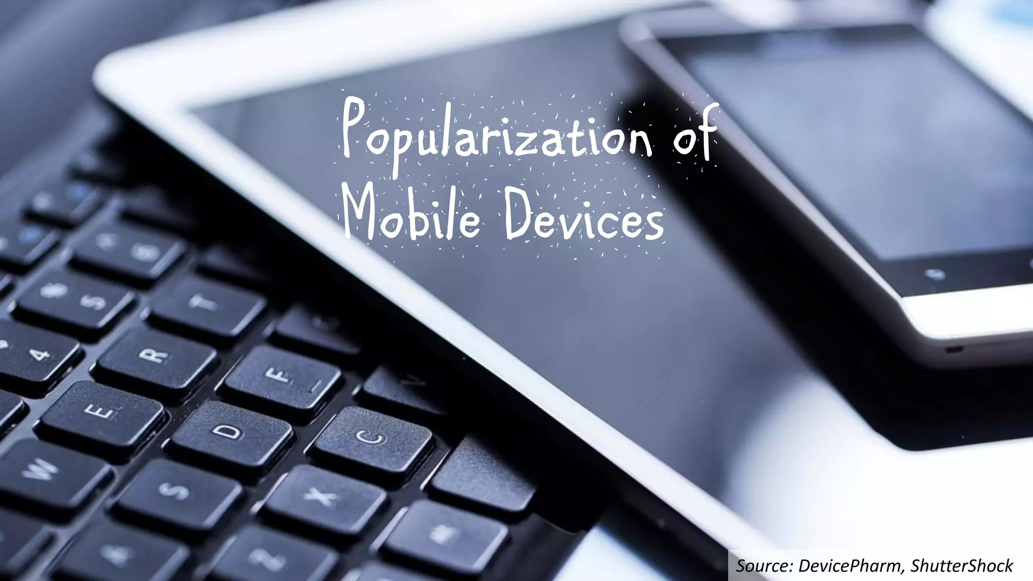Popularization of
Mobile Devices
Source: DevicePharm, ShutterShock
 