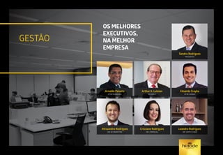 GESTÃO
OS MELHORES
EXECUTIVOS,
NA MELHOR
EMPRESA
Sandro Rodrigues
PRESIDENTE
Eduardo Frayha
VP DE VENDAS
Leandro Rodrigues
DIR. SUPPLY CHAIN
Arthur A. Luloian
VP ADM/FI
Arnaldo Peixoto
VP DE FRANQUIAS
Crisciane Rodrigues
DIR. COMERCIAL
Alessandro Rodrigues
DIR. DE MARKETING
 