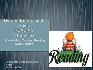 How to Make Teaching Reading
More Effective!
A Guide for Middle School and
Older
Nonfiction Text
 