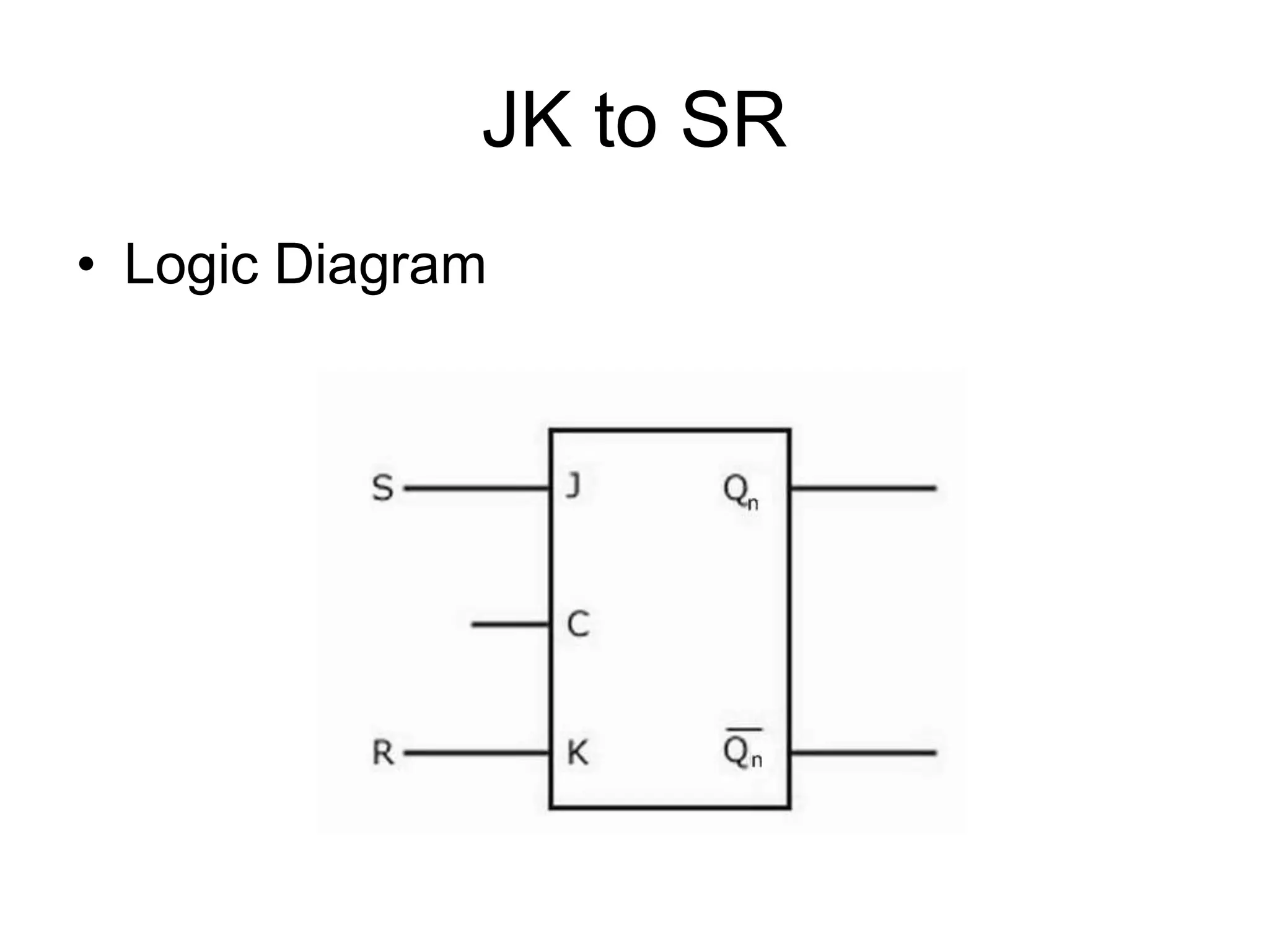 JK to SR
• Logic Diagram
 