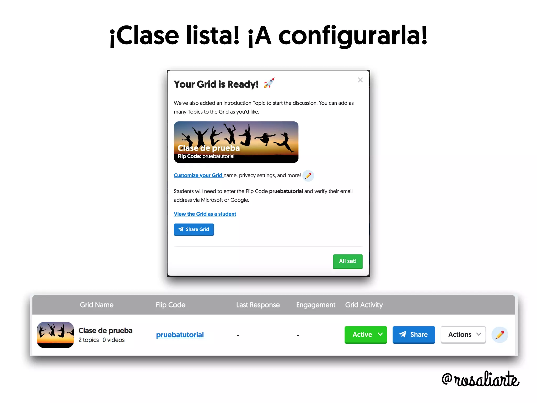 @rosaliarte
¡Clase lista! ¡A configurarla!
 