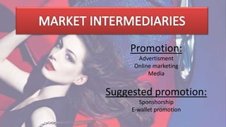 Promotion:
Advertisment
Online marketing
Media
Suggested promotion:
Sponshorship
E-wallet promotion
 