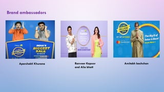 Brand ambassadors
Aparshakti Khurana Ranveer Kapoor
and Alia bhatt
Amitabh bachchan
 