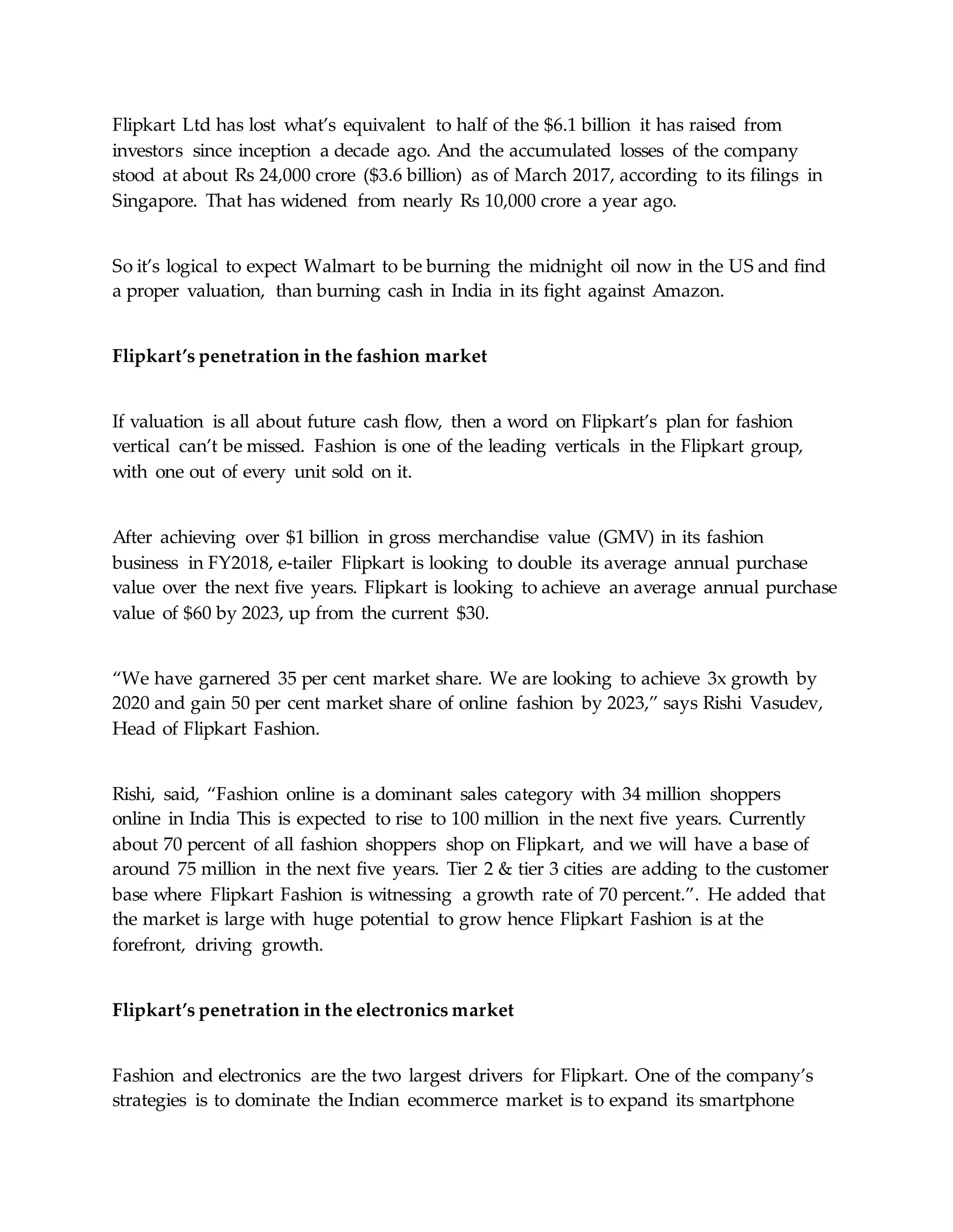 Flipkart history and valuation over the years | DOCX