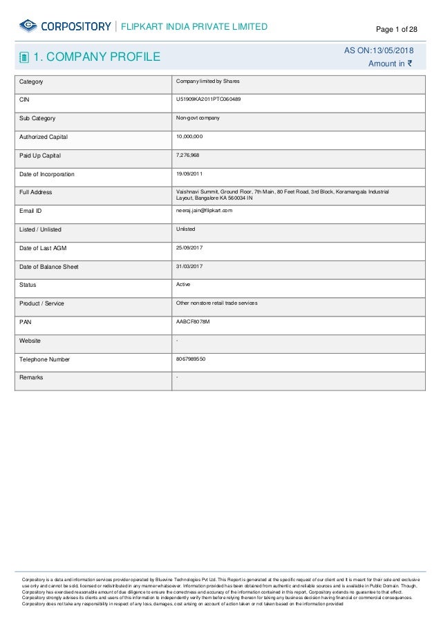 flipkart india private limited company report advance payment in balance sheet