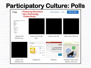 Participatory Culture: Polls
Following Directions
Use Technology
Productively
 