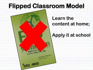 Flipped Classroom Model
Learn the
content at home;
Apply it at school
 