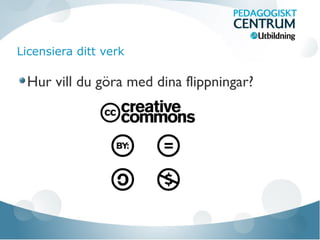 Licensiera ditt verk
Hur vill du göra med dina flippningar?
 