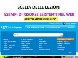 SCELTA DELLE LEZIONI
ESEMPI DI RISORSE ESISTENTI NEL WEB
http://education.skype.com/
 