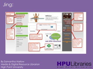 Jing:

By Samantha Harlow
Media & Digital Resource Librarian
High Point University

 