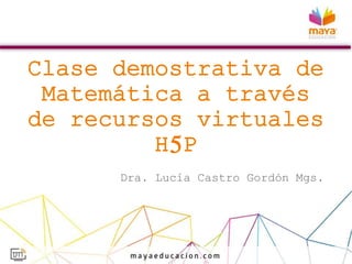 Clase demostrativa de
Matemática a través
de recursos virtuales
H5P
Dra. Lucía Castro Gordón Mgs.
 