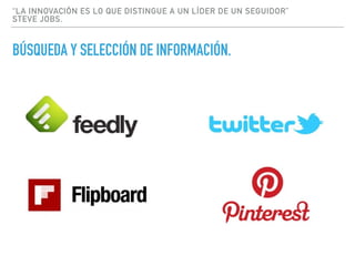 “LA INNOVACIÓN ES LO QUE DISTINGUE A UN LÍDER DE UN SEGUIDOR”
STEVE JOBS.
BÚSQUEDA Y SELECCIÓN DE INFORMACIÓN.
 