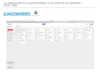 “LA INNOVACIÓN ES LO QUE DISTINGUE A UN LÍDER DE UN SEGUIDOR”
STEVE JOBS.
ALMACENAMIENTO.
 