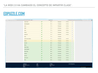 “LA WEB 2.0 HA CAMBIADO EL CONCEPTO DE IMPARTIR CLASE”.
EDPUZZLE.COM
 