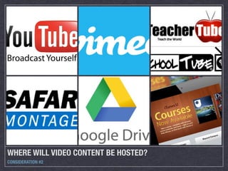 WHERE WILL VIDEO CONTENT BE HOSTED?
CONSIDERATION #2
 