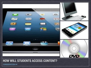 HOW WILL STUDENTS ACCESS CONTENT?
CONSIDERATION #4
 