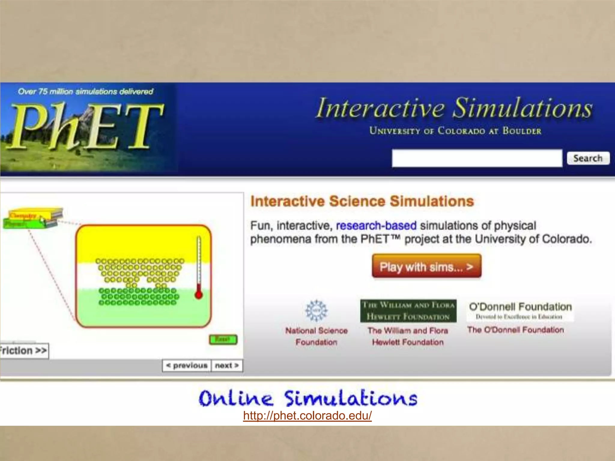 Online Simulations
  http://phet.colorado.edu/
 