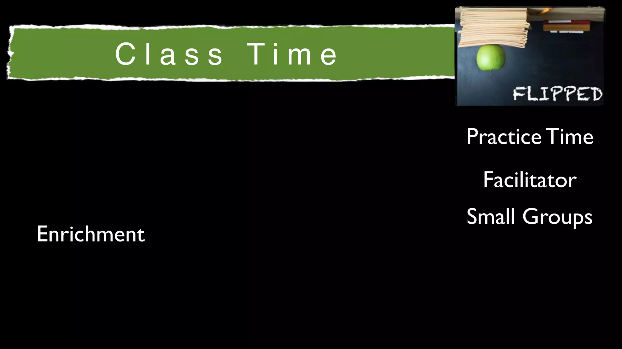 Class Time

                    Practice Time
                     Facilitator
                    Small Groups
Enrichment
 
