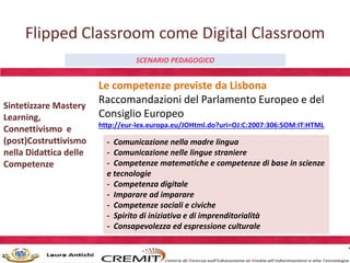 Flipped Classroom come Digital Classroom
SCENARIO PEDAGOGICO
Sintetizzare Mastery
Learning,
Connettivismo e
(post)Costrutt...
