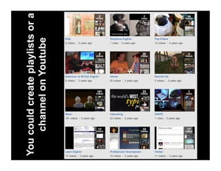 Youcouldcreateplaylistsora
channelonYoutube
 